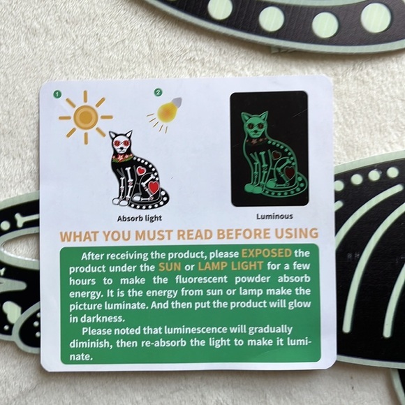 Glow-in-the-Dark Sugar Skull Yard Signs w Black Kittens for Day of the Dead - Picture 8 of 8